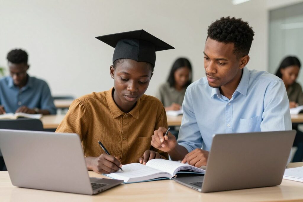 Student learning research methods with academic guidance